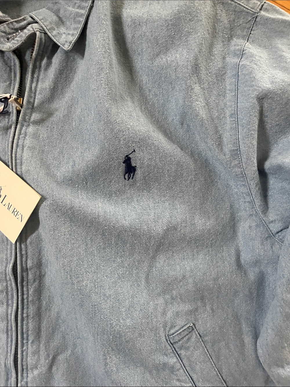 Ralph Lauren Light Blue Denim Zip Jacket vintage small chambray new - Picture 3 of 5